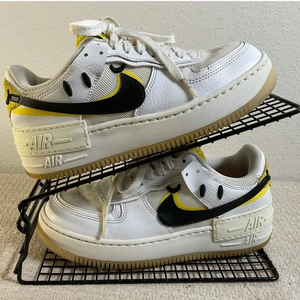 Nike Air Force 1 Shadow Go The Extra Smile White Yellow DO5872-100 Womens 7.5